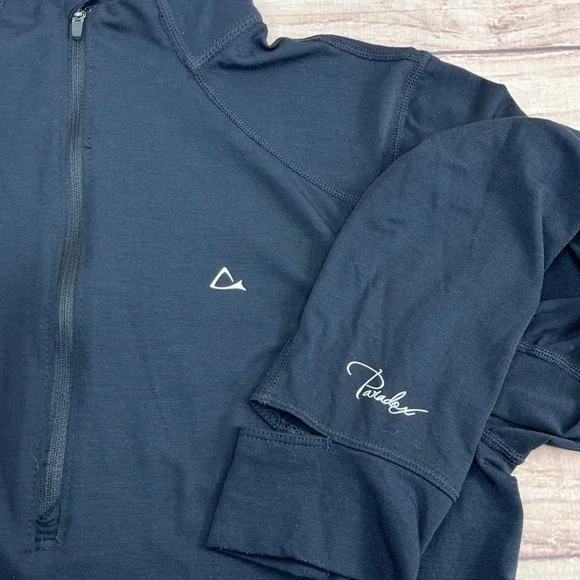 Paradox Womens Black 1/4 Zip Long Sleeve Merino Blend Pullover Top Sz Medium - Picture 4 of 7